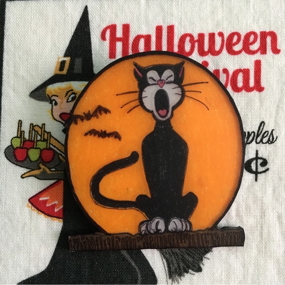 🎃 Retro Black Cat Halloween Brooch 🐈‍⬛ - Picture 1 of 11